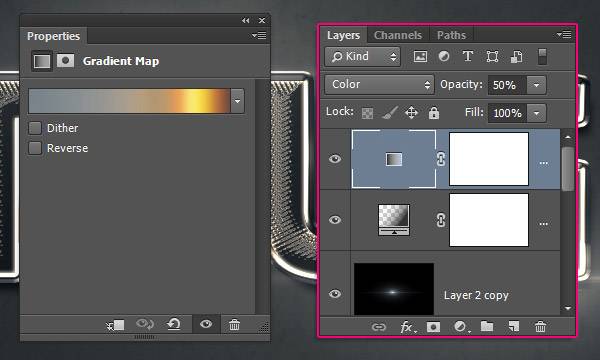 Сияющий хромированный текст