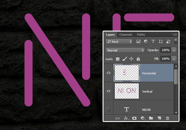 Неоновые буквы на кирпичной стене