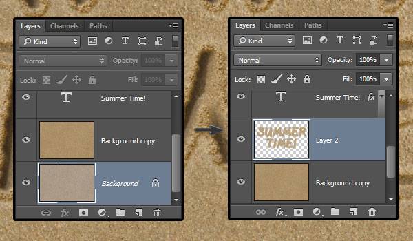 Надпись на песке