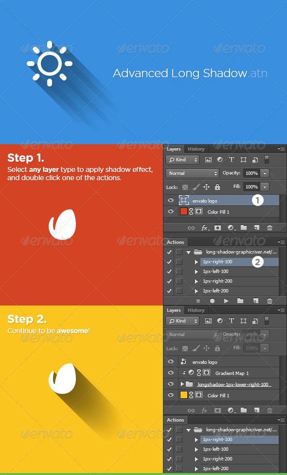 Длинные тени от плоских иконок